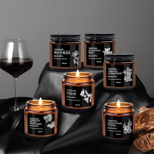 Scented Candles for Men | 6 Pack Candles for Home Scented, 150 Hour Burn Time Aromatherapy Christmas Candles Gifts for Men...