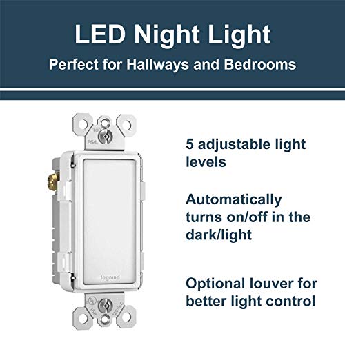 Legrand radiant NTLFULLWCC6 Full Adjustable LED Night Light Outlet, For Hallways and Stairs, Optional Louver, White (1 Count)