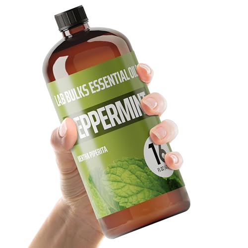 Lab Bulks Essential Oil Peppermint Essential Oil, 16 oz Bottle for Diffusers, House Cleaning, Candles, 1 Pack, Aromatherap...