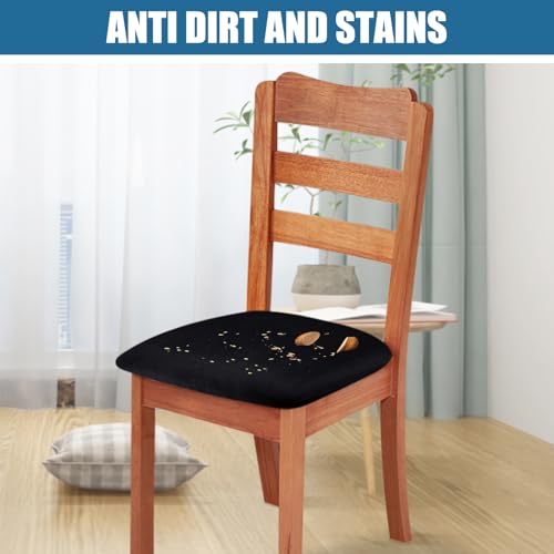 Smiry Velvet Seat Covers for Dining Room Chair Set of 4, Stretch Fit Removable Washable Chair Seat Cushion Protector Slipc...