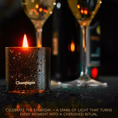 Luxury Scented Candle Set 3-Pack | Home Decor & Giftable Soy Candles | Champagne, Sandalwood & Amber | 75h Burn Time | Cot...