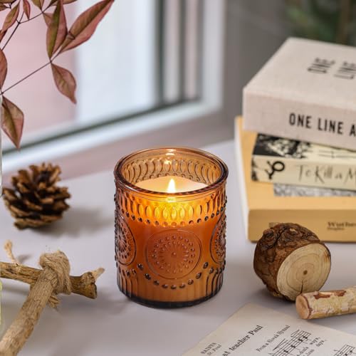 DARJEN Sandalwood Candles for Home- 5.3oz 35H Natural Soy Wax Aromatherapy Jar Candle with Strong Scent, Decorative Aesthe...