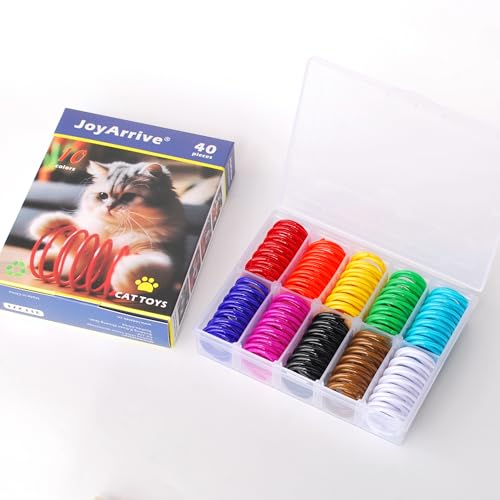JoyArrive 40Pcs 10 Colors Box Stored Springs for Indoor Cats, Cats Coil, Cat Interactive Toys, Cat Swatting Toy, Self-Play...
