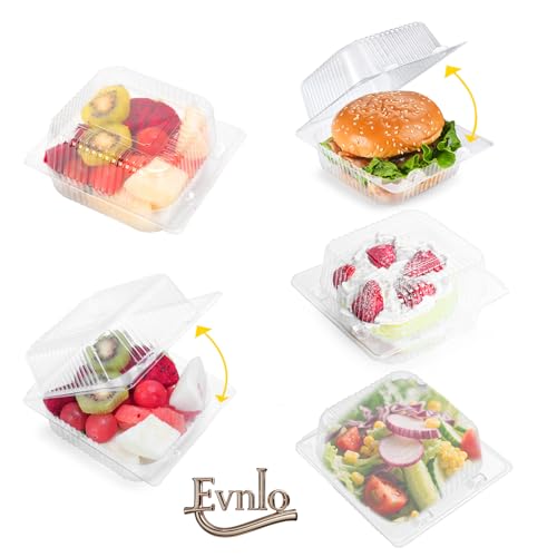 Evnlo 100 Count Clear Plastic Containers with Lids for Food, Thickened Disposable Sandwich Containers Clamshell Boxes for ...