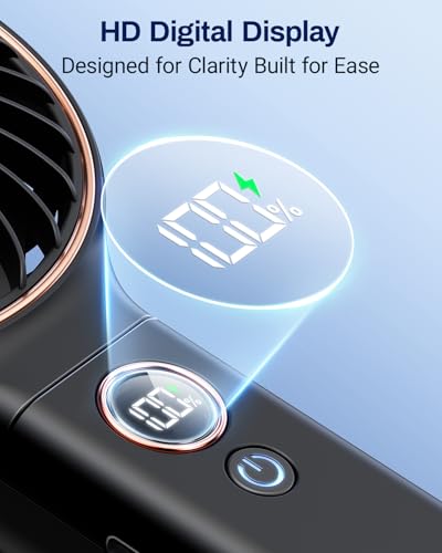 SWEETFULL Handheld Portable Fan, 5000mAh Rechargeable Battery, 6 Speed Wind, LED Digital Display, Foldable Electric Person...