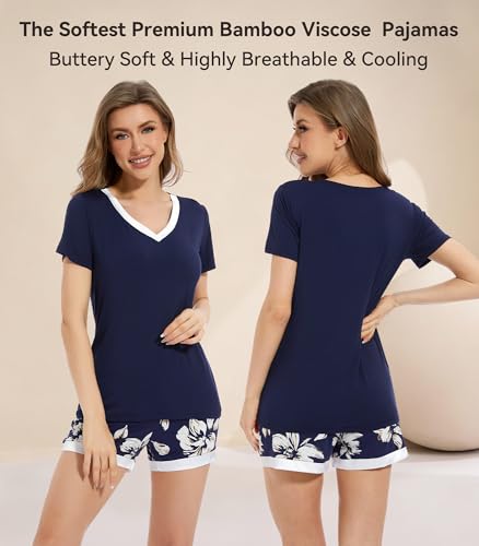 WiWi Viscose from Bamboo Pajamas Set for Women Super Soft Short Sleeve Cooling Summer Plus Size Pjs Sets Sleepwear S-4X