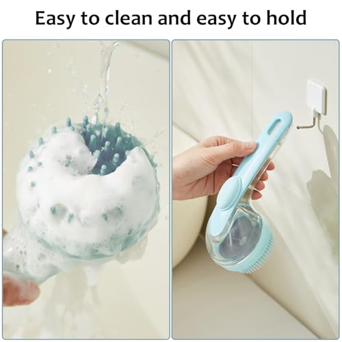 (6 Pcs) ELEGX Pet Grooming Bath Massage Brush with Soap and Shampoo Dispenser Soft Silicone Bristle for Long Short Haired ...