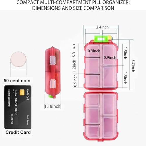 Pill Organizer with Medicine Labels Travel Daily Pill Container Mini Medication Organizer Storage Pill Organizer Travel Es...