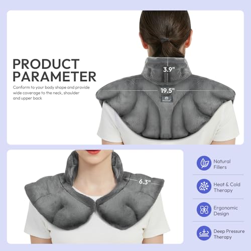 Microwavable Heat Pad for Neck and Shoulders, Weighted Microwave Moist Heating Wrap for Pain Relief Sore Muscle Stress Ten...