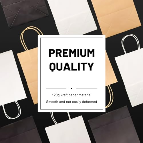 LIHOMR Gift Bags 8.25" X5.9 X3.15 100pcs Brown Kraft Paper Bag with Handles for Small Business Christmas Bulk, Wedding, Pa...