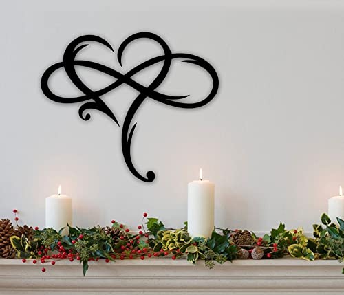 Infinity Heart Wall Decor, Unique Infinity Heart Metal Art Wall Decor Love Sign Steel Wall Plaques Bedroom Ornaments for H...