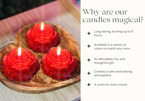 Peony Flower Shaped Candle with Scent, Soy Wax Blend Aromatherapy Candle, Gift Candle, Gifts for Women, Candles for spa, S...