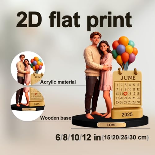 HSAEANZL Personalized Cartoon Photo Theme Couple Portrait Anniversary Commemorative Desktop Ornament,Custom Home Office De...