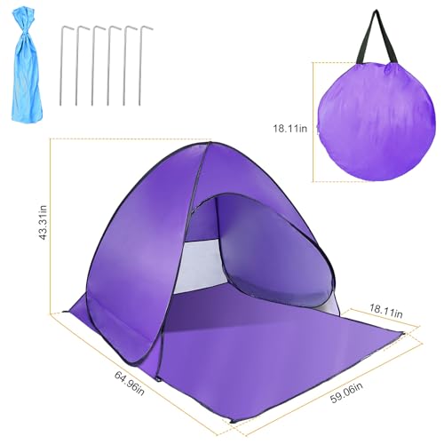 Pop Up Beach Tent, Anti UV Automatic Sun Shelter Umbrella, Portable Sun Shade Shelter for 2-3 People, Outdoor Instant Pop ...