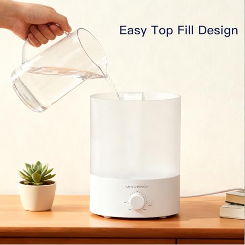 MEGAWISE 2 pack 3.5L Ultrasonic Cool Mist Humidifier – Top-Fill, Essential Oil Diffuser, Quiet Operation, Night Light, Aut...