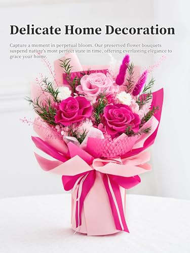 Flomoon Preserved Flowers Bouquet, Forever Flowers for Delivery, Mothers Day Long-Lasting Real Roses Bouquet, Anniversary ...