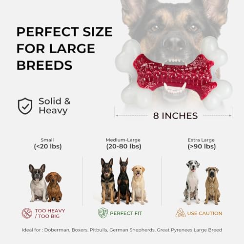 Kseroo Indestructible Dog Toys for Aggressive Chewers: Beef Flavored Hard Nylon Bone Chew Toys, Tough Dog Chew Toys for La...