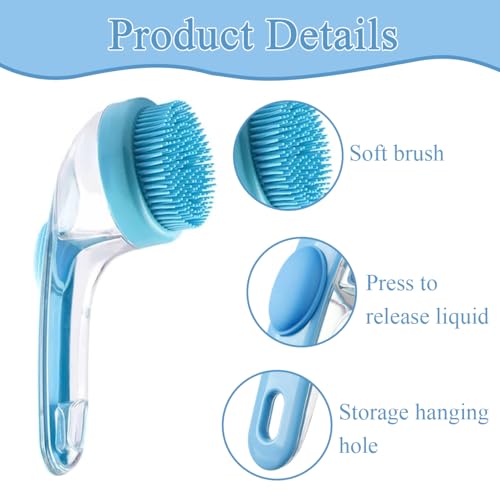 Dog Bath Brush, 2 in 1 Pet Bath Brush Soft Dog Scrubber for Bath with Built-in Shampoo Dispenser for Long Short Haired Dog...