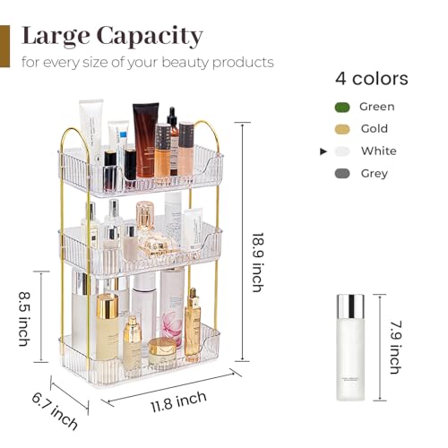 Aveniee Bathroom Counter Organizer, 3 Tier Perfume Skin Care Countertop Storage Shelf, Vanity Makeup Tray for Cosmetic Ski...