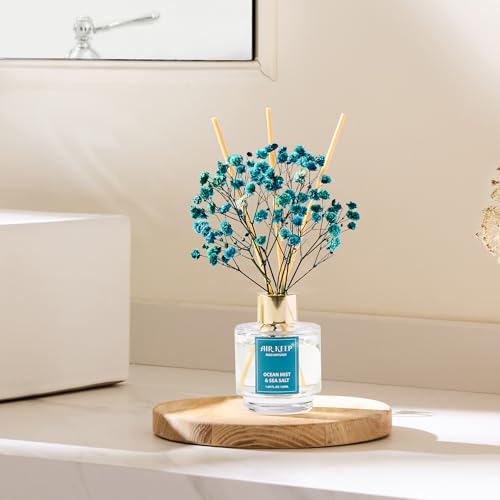 Airkeep Reed Diffuser Set of 3,Clean Linen Ocean Mist&Sea Salt Lavender Eucalyptus Oil Reed Diffusers for Bedroom Living R...