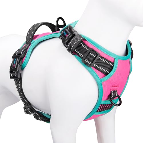 PHOEPET 2019 Upgraded No Pull Dog Harness, Reflective Adjustable Vest, with a Training Handle + 2 Metal Leash Hooks+ 3 Sna...