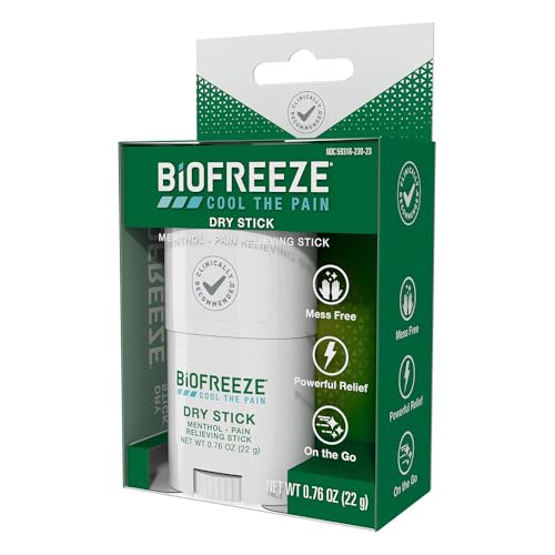 Biofreeze Dry Stick, Mess-Free Relief for Neck, Shoulder, Knee, Hip, Hand & Joint, Cooling Menthol Pain Relief Stick, Up t...