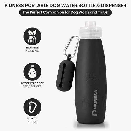 Ultimate 2-in-1 Dog Walk Essential – Portable Pee Cleaning Bottle + Detachable Poop Bag Dispenser (Black)