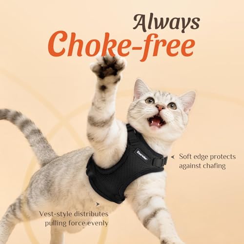 Dooradar Cat Harness and Leash Set, Escape Proof Safe Adjustable Kitten Vest Harnesses for Walking, Easy Control Soft Brea...
