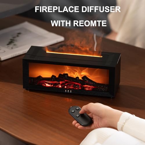Fireplace Aroma Essential Oil Diffuser, 150ml Ultrasonic Humidifier, Scent Aroma Diffuser with Remote Control & Timer for ...