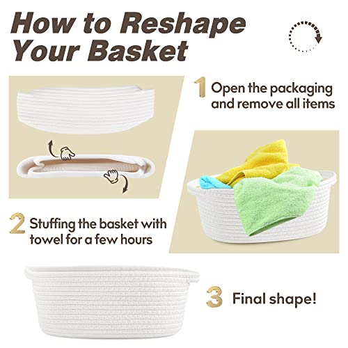 Pro Goleem Small Woven Basket with Gift Bags and Ribbons Durable Baskets for Mothers Day Gifts Empty Small Rope Basket for...