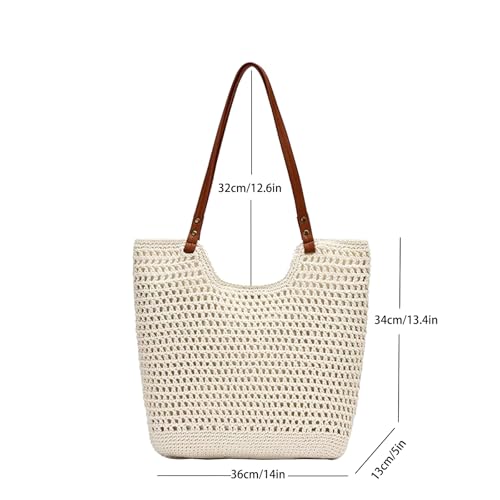 Bototack Crochet Beach Bag for Women - Summer Mesh Beach Tote Bag Boho Woven Purse Shoulder Handbags for Vacation Travel