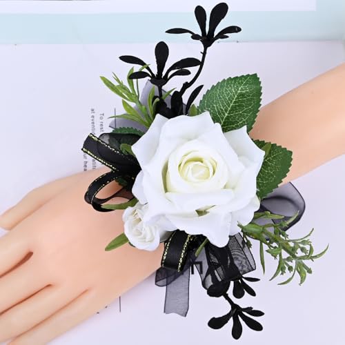 MAFELOE Corsage Boutonniere Set of 2 Pieces, Artificial Flower Supplies for Prom Party Business Celebration Suit Decoratio...