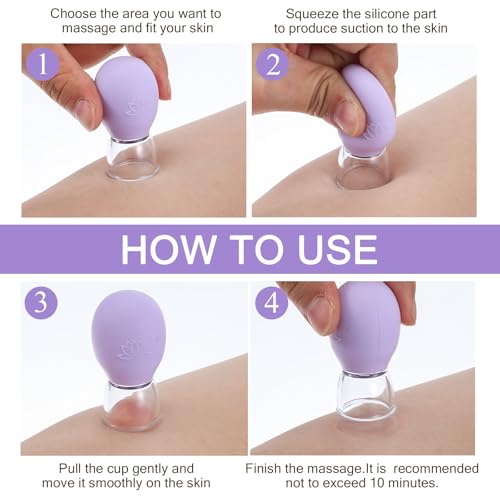 FNANJWQ 4Pcs Facial Cupping Therapy Set, Silicone Face Cupping Kit for Massage, Anti Cellulite Cup Massage Tool Vacuum Suc...