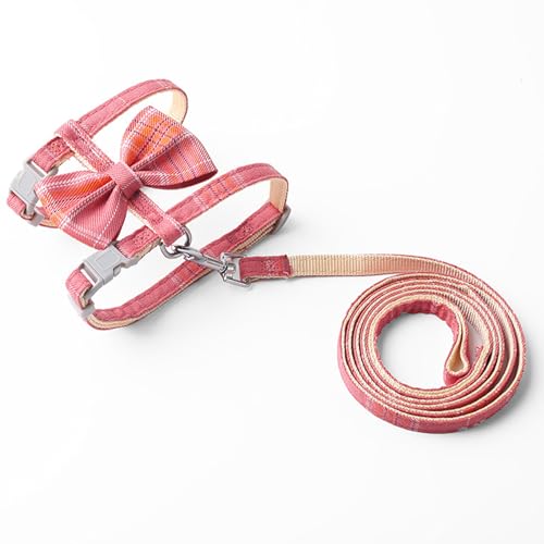 WELLYUK Cat Harness and Leash Set Escape Proof for Outdoor Walking Travel with Cute Red Check Bowtie, Kitten Soft Lightwei...
