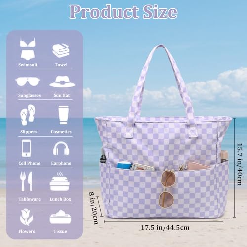 LEDAOU Large Beach Bag Women Waterproof Sandproof Zipper Beach Tote Pool Bag for Swim Gym Grocery Travel with Wet Pocket |...