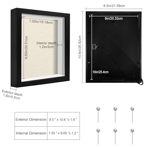 TOUYINGER 8x10 Shadow Box Frame Display Case with Soft Linen Back, Display Case Box for Memorabilia, 3D Items, Wedding Mem...
