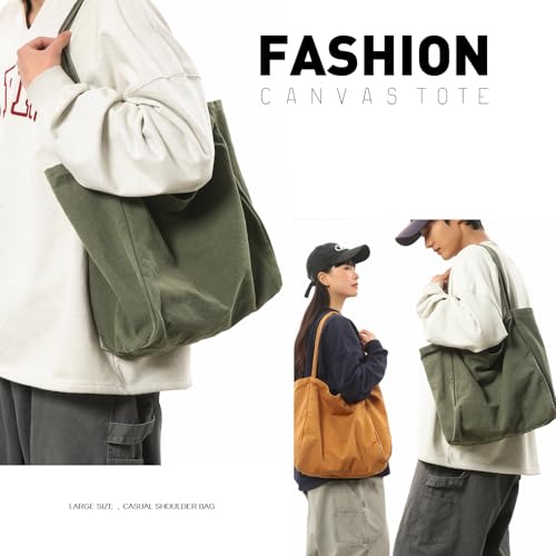 YAVCOOL Canvas Tote Bag for Women Large Hobo Shoulder Bag for Work Travel Casual Message Bag Tote Purse handbags