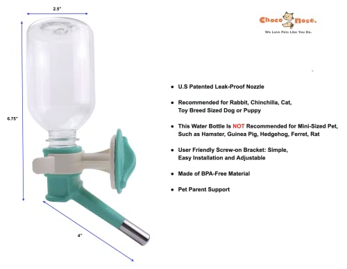 Choco Nose Patented No-Drip Water Bottle/Feeder for Puppies/Toy-Small Breed Dogs/Rabbits/Cats/Chinchillas and Other Small ...