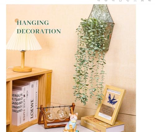 Der Rose 1Pcs Fake Plants Hanging Artificial Potted Faux Eucalyptus Plants for Modern Boho Farmhouse Bathroom Office Desk ...