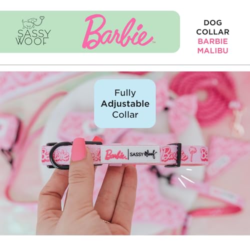 Sassy Woof Dog Collar Barbie™ Malibu - L, Adjustable, Durable, Comfortable and Stylish Pet Accessories for Large Dogs - Of...