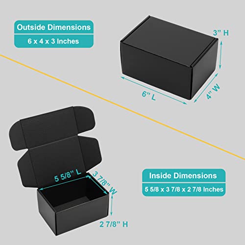 Mcfleet 6x4x3 Small Black Shipping Boxes - 24 Pack Corrugated Cardboard Mailing Box Packaging for Small Business - Tab Loc...