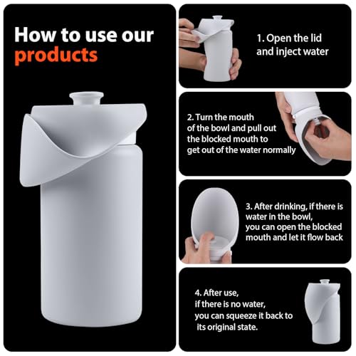 Jalopink Portable Dog Water Bottle, 2-in-1 Leak Proof & Collapsible Silicone Pet Dispenser with Built-in Bowl, Food Grade ...