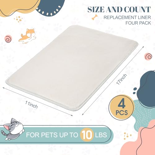 Drydiet 4 Pcs Pet Carrier Pad Travel Pet Reversible Dog Mat Replacement Liners for Travel Dog Bed Pad Washable Plush Doubl...