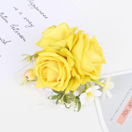 MAFELOE Corsage Boutonniere Set 2 Pieces, Artificial Rose Flowers Accessories for Wedding Prom Party Homecoming Celebratio...