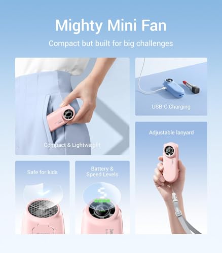 Diveblues TurboBear Portable Handheld Turbo Fan, 5 Gear Wind, Travel Essentials, Small Hand Held Fan Rechargeable, Mini Pe...