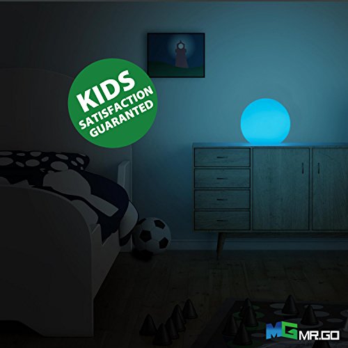 Mr.Go 6-inch RGB Color-Changing LED Globe Orb Light w/Remote, Mood Lamp Kids Night Light, 16 Dimmable Colors & 4 Modes, Ba...