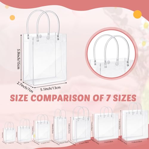 LEIFIDE 50pcs Clear Plastic Gift Bags with Handles PVC Reusable Transparent Totes Bags for Goodie Candy School Birthday Pa...