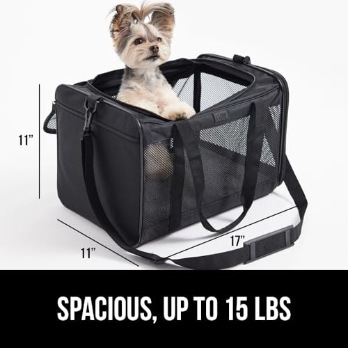 GORILLA GRIP Cat Carrier Travel Bag Up to 15 Lbs, Soft Collapsible Small Dog Carriers, Top and Side Entry Breathable Mesh,...