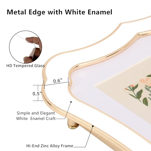 GorYeeFine High End Zinc Alloy 4x6'' White Photo Frame,Classic Vintage Scalloped Design with Enamel Finish & 3.5x5'' Premi...