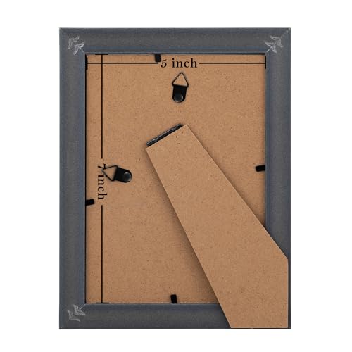 eletecpro 5x7 Picture Frames Set of 2, Vintage Photo Frames with Glass, Display 4x6 Photo with Mat or 5x7 without Mat for ...